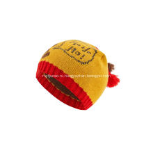 Вязаная шапка-бини из жаккарда с жаккардовыми шариками для мальчиков и девочек